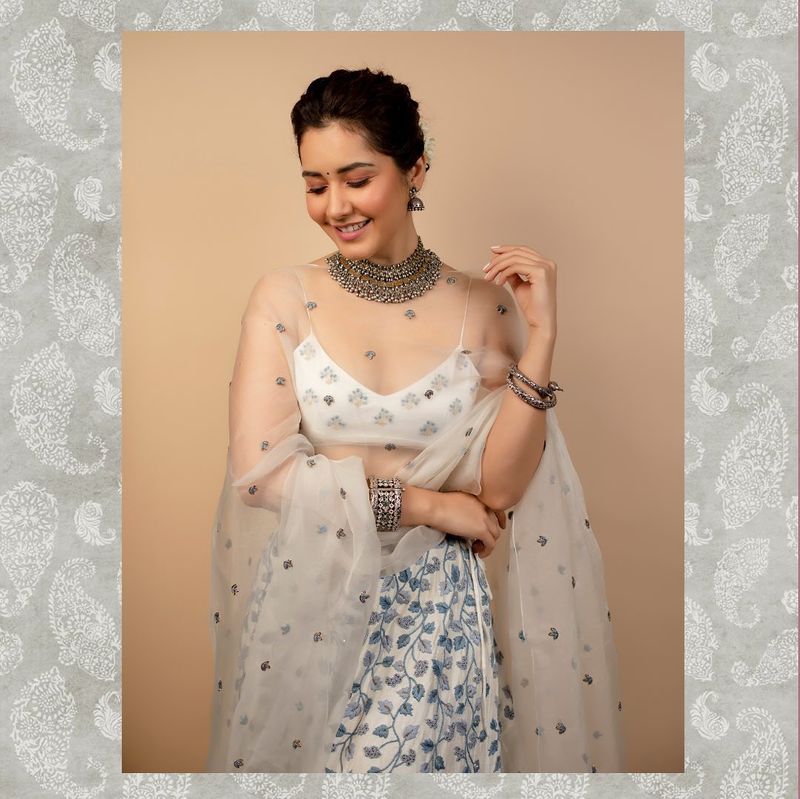 raashi khanna cleavage show with transparent dress netizens mind block