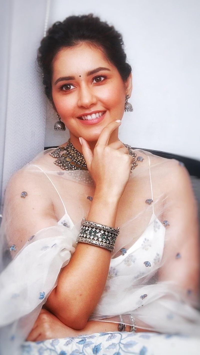 raashi khanna cleavage show with transparent dress netizens mind block