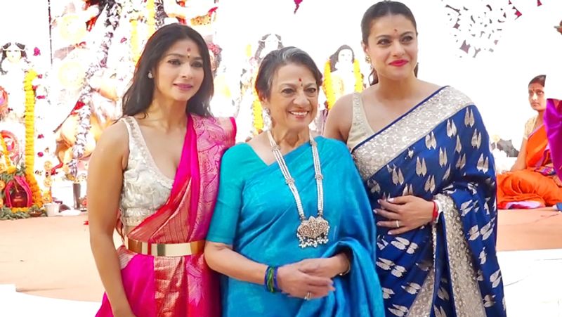 Durga puja 2021 kajol celebrates durga nabami with her family Photos goes Viral BRD