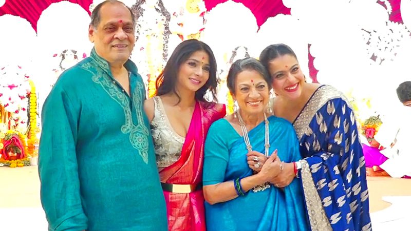 Durga puja 2021 kajol celebrates durga nabami with her family Photos goes Viral BRD