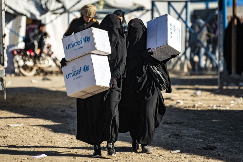 a tented city home to the wives and children of IS