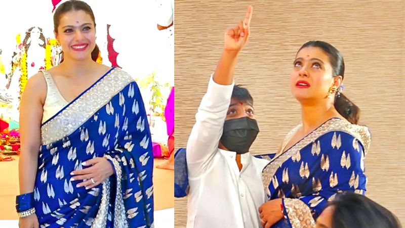 Durga puja 2021 kajol celebrates durga nabami with her family Photos goes Viral BRD