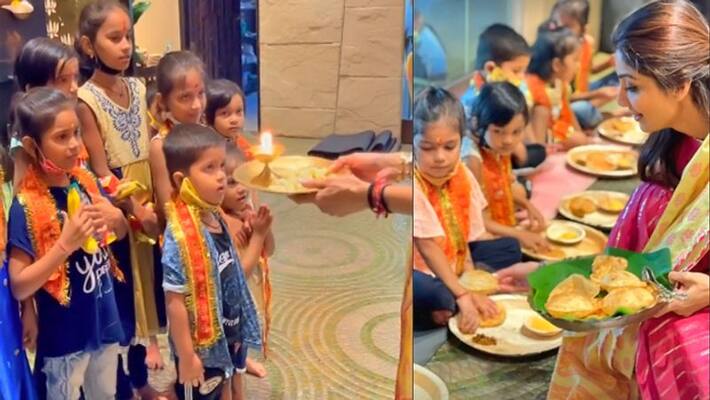 Navratri 2021, Shilpa Shetty did Kanya bhoj on Ashtami Navratri 2021, Shilpa Shetty did Kanya bhoj on Ashtami
