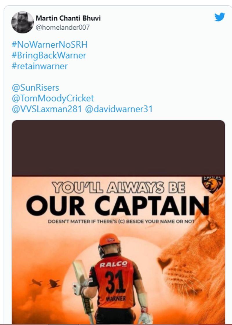 IPL 2021 SRH fans started campaign to retain David Warner in IPL 2022 Auction