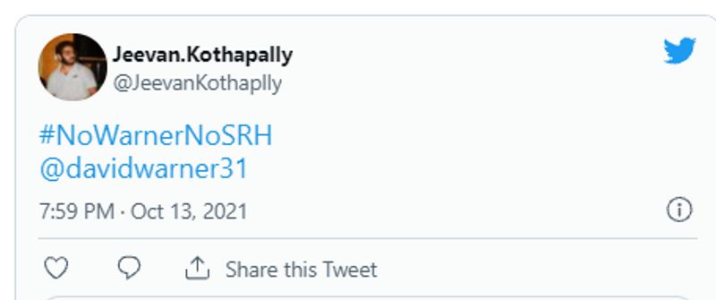 IPL 2021 SRH fans started campaign to retain David Warner in IPL 2022 Auction