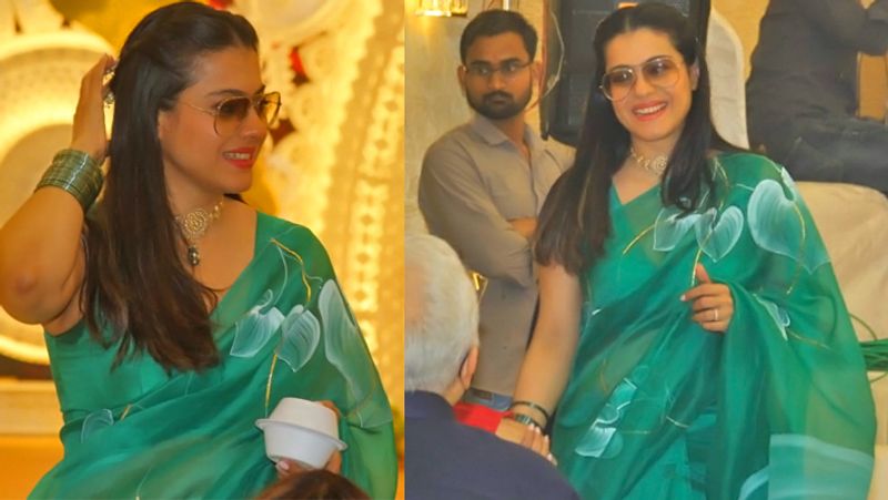 Durga puja 2021 kajol celebrates durga nabami with her family Photos goes Viral BRD