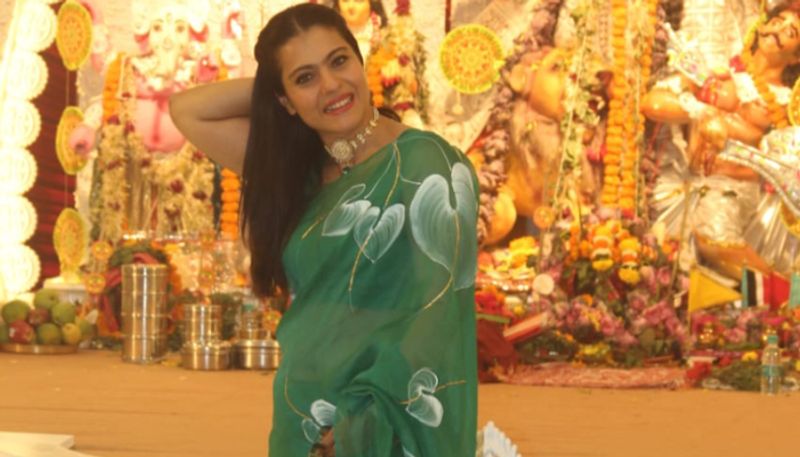 Durga puja 2021 kajol celebrates durga nabami with her family Photos goes Viral BRD