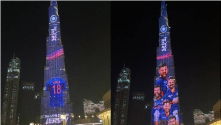 T20 World Cup: Team Indias new jersey displayed at Burj Khalifa T20 World Cup: Team Indias new jersey displayed at Burj Khalifa
