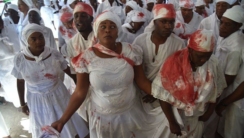 Haiti Magic waterfall where blood flows and people bathe naked