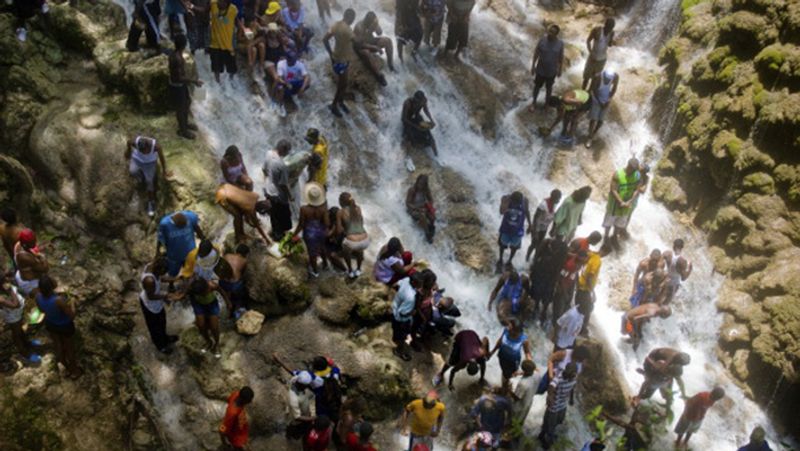 Haiti Magic waterfall where blood flows and people bathe naked