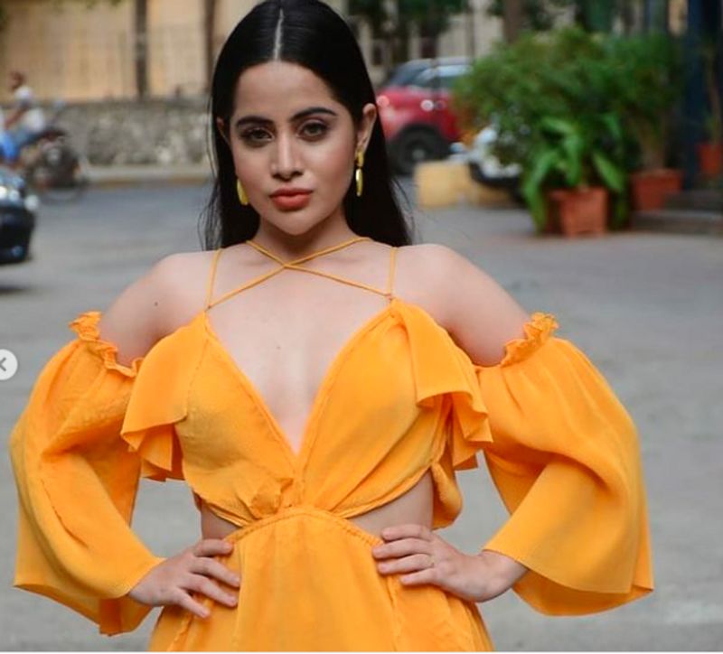 Bigg Boss OTT fame Urfi Javed steps out in hot deep neck cut out dress dpl