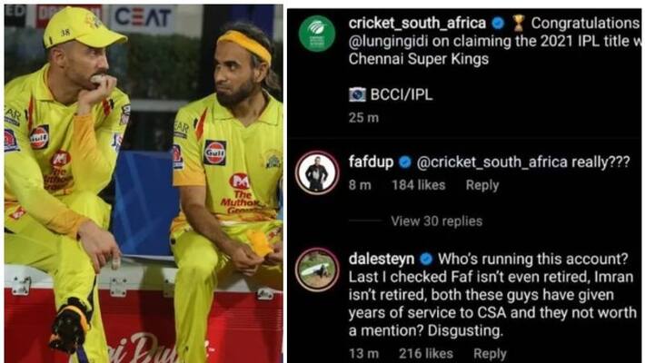 CSA for ignoring Faf du Plessis, Imran Tahir while congratulating CSK, blocking comments CSA for ignoring Faf du Plessis, Imran Tahir while congratulating CSK, blocking comments