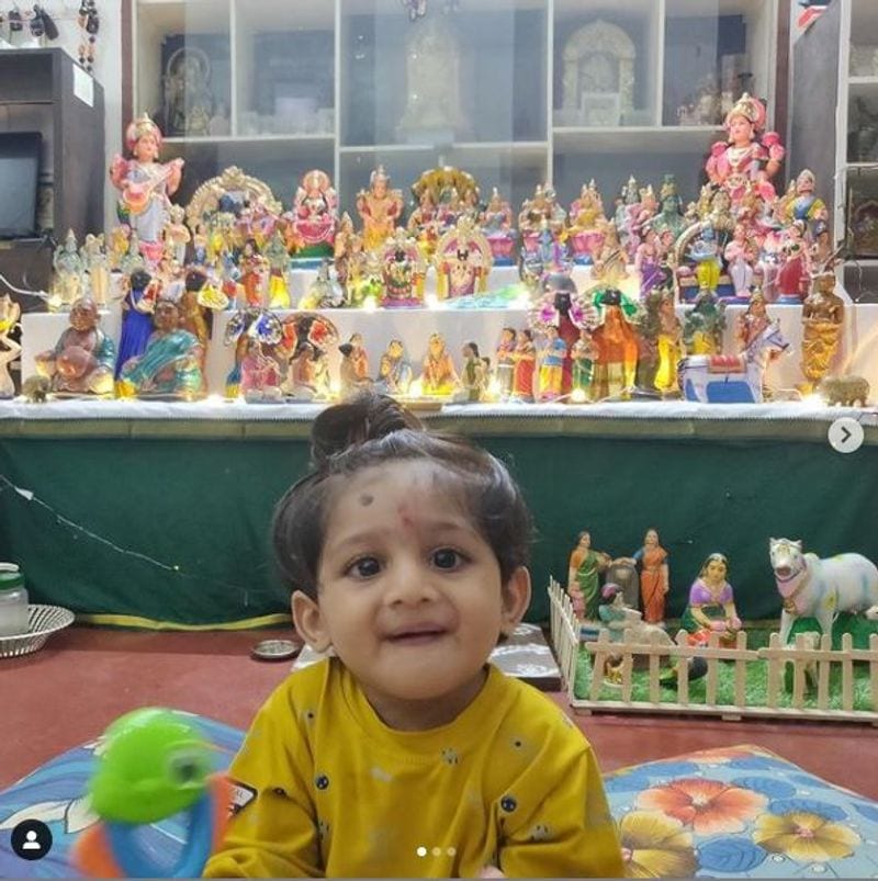 Kannada actress Meghana Raj son Rayaan Raj Sarja celebrates first Dasara habba vcs