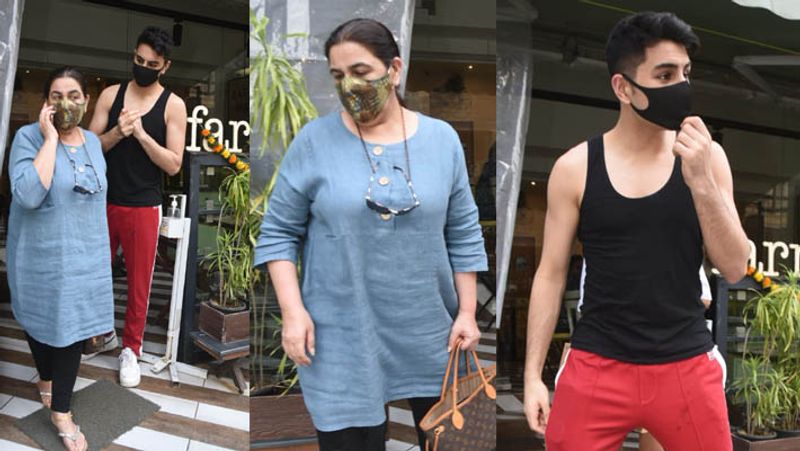 amrita singh spotted without make with son ibrahim ali khan and daughter sara ali khan
