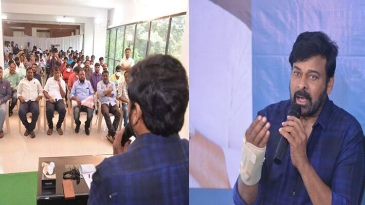 Megastar Chiranjeevi meets his fans of Telangana Megastar Chiranjeevi meets his fans of Telangana
