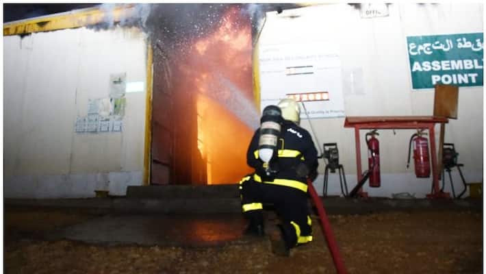 Oman civil defense douses fire in a Caravan in Muscat Oman civil defense douses fire in a Caravan in Muscat