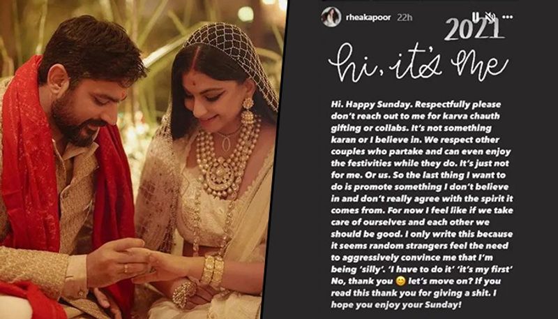 Sonam Kapoor's sister Rhea Kapoor refuses to celebrate Karwa Chauth; read her post RCB