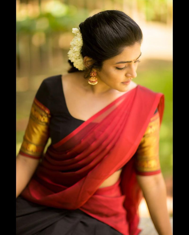 eesha rebba killing poses in half saree photos rise temperature in internet