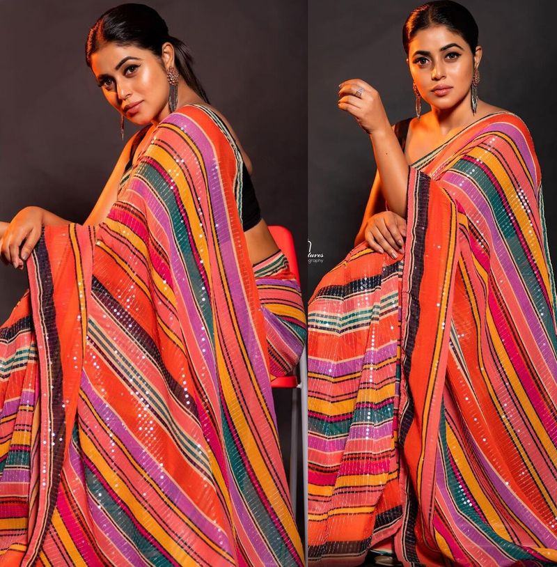 dhee judge poorna blows mind in sleeveless jacket and designer saree
