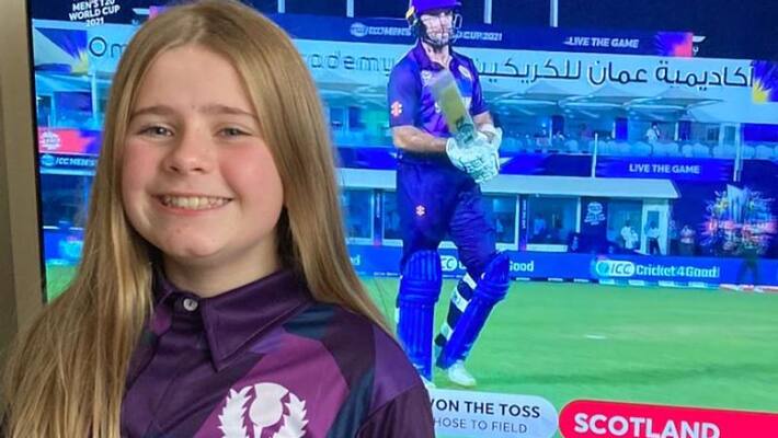 cricket Scotland thanks 12 year old school girl, who designed jersey for their ongoing t20 world cup cricket Scotland thanks 12 year old school girl, who designed jersey for their ongoing t20 world cup