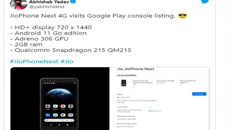 Jio Phone Next the cheapest smartphone specifications leaked