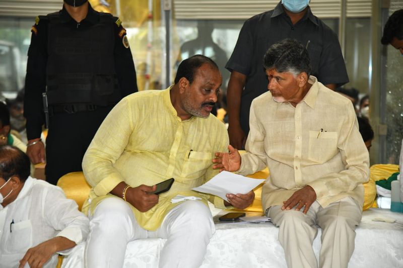 Chandrababu 30 hour Protest Begins At TDP head Office at mangalagiri