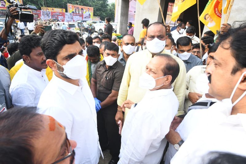 Chandrababu 30 hour Protest Begins At TDP head Office at mangalagiri