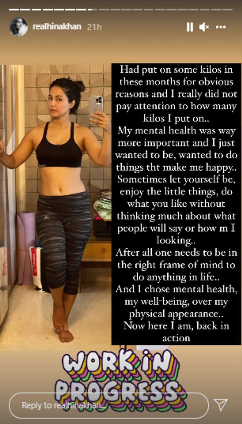 Hina Khan pens motivational note about her weight: 'Had put on kilos, I chose mental health over appearance' SCJ