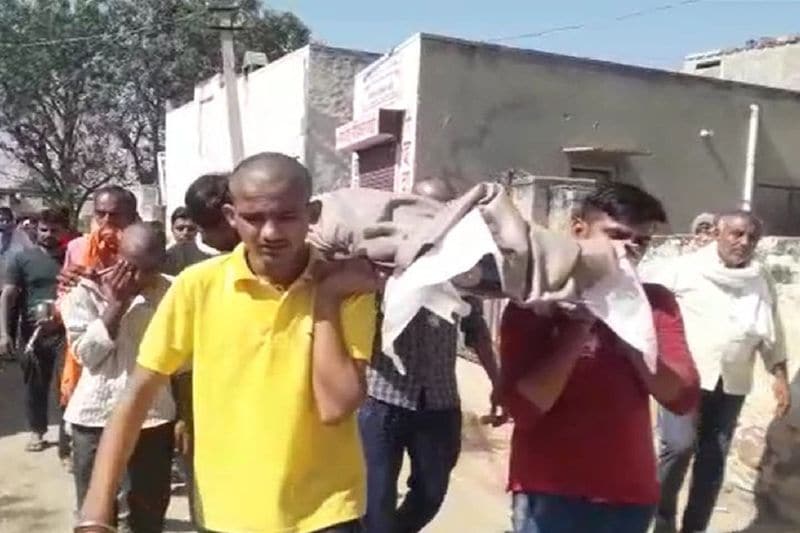 Rajsthan a student beaten to death by teacher, funeral in churu, family demand action