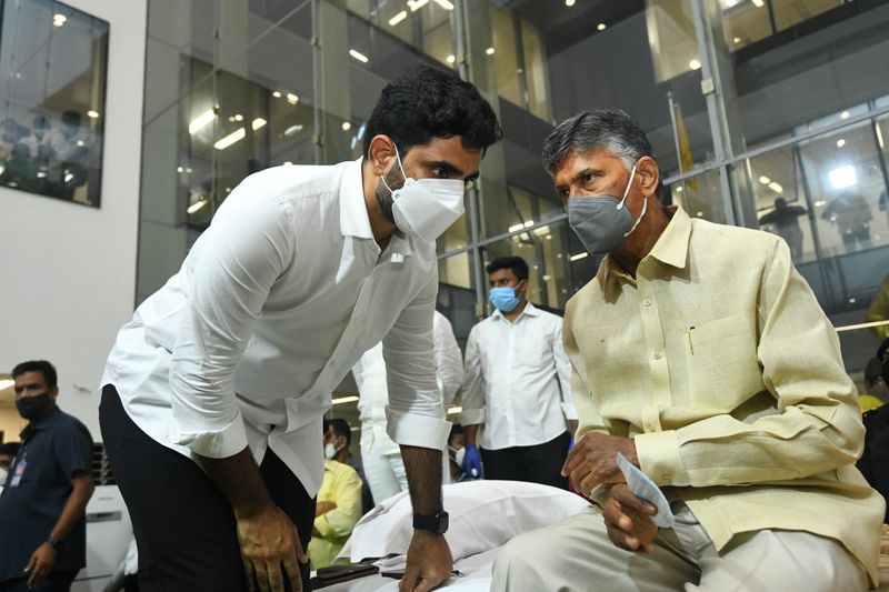chandrababu 36 hour protest at tdp head office at mangalagiri