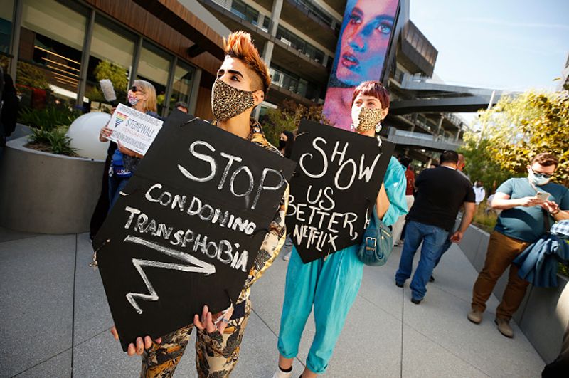 netflix workers protest against comedian dave chappelles transgender comments in his show the closer