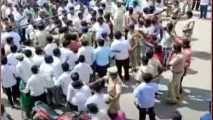 Tension prevails after tdp, ycp clashes in Kuppam Tension prevails after tdp, ycp clashes in Kuppam
