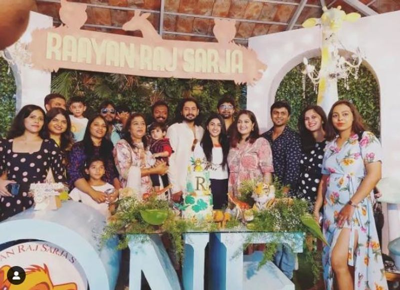 Kannada Meghana Raj celebrates son Raayan Raj Sarja in Kingdom theme vcs
