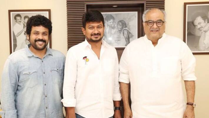 Boney Kapoor meet Actor and Tamilnadu politician Udhayanidhi Boney Kapoor meet Actor and Tamilnadu politician Udhayanidhi