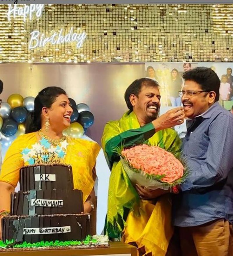Actress roja celebrating her husband director selvamani birthday viral photos