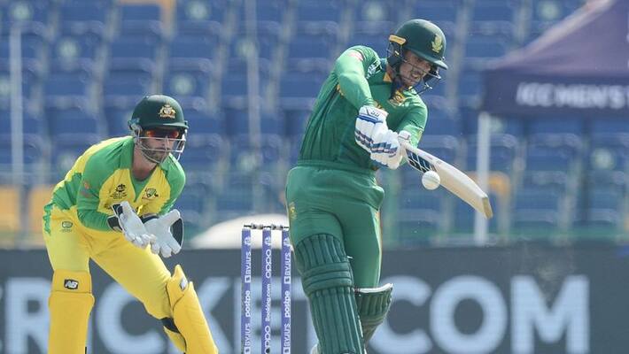 T20 World Cup 2021: WATCH: De Kocks comical dismissal against Australia T20 World Cup 2021: WATCH: De Kocks comical dismissal against Australia