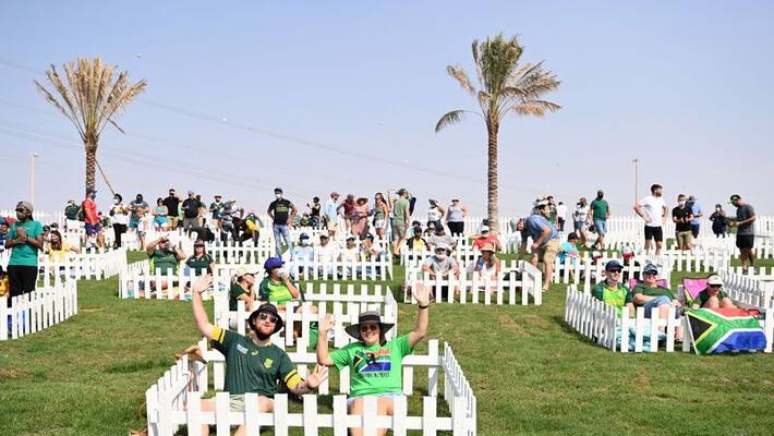 T20 World Cup 2021: Spectators Watching Match At Adu Dhabi Stadium From Family Pods T20 World Cup 2021: Spectators Watching Match At Adu Dhabi Stadium From Family Pods