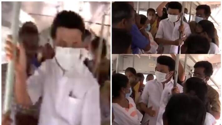 Tamil Nadu CM Stalin boards bus in Chennai for surprise inspection Tamil Nadu CM Stalin boards bus in Chennai for surprise inspection