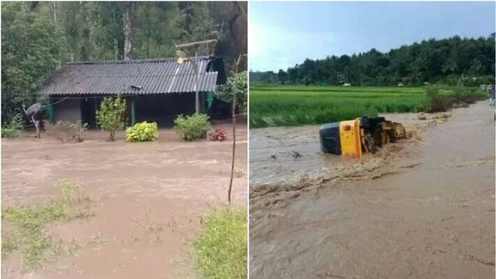 Heavy rains in Devarshola; The houses were flooded and the vehicle was swept away Heavy rains in Devarshola; The houses were flooded and the vehicle was swept away