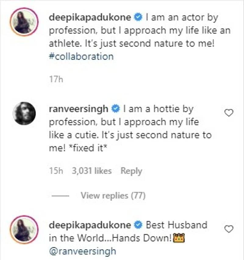 Ranveer Singh is 'best husband in the world' says Deepika Padukone; check out their online PDA RCB