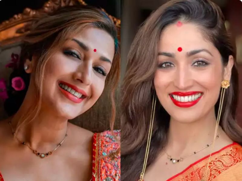 Sonali Bendre and Yami Gautam wore the same mangalsutra on Karwa Chauth and it costs 3 4 lakhs Rupees dpl