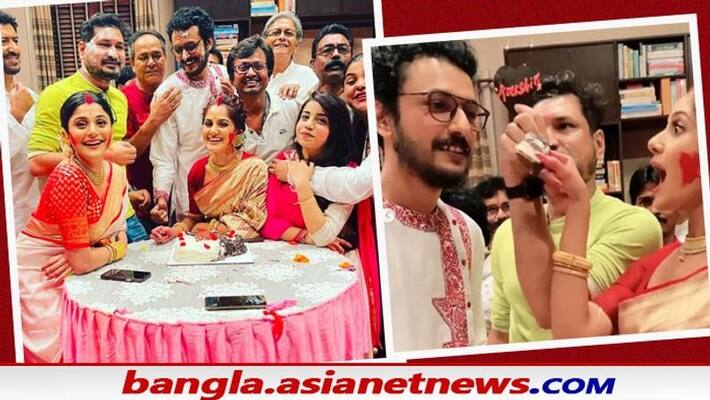 Trina saha and all cast members of kharkuto celebrates koushik Roy birthday bjc Trina saha and all cast members of kharkuto celebrates koushik Roy birthday bjc