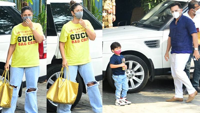 kareena kapoor spotted wearing loose pant and hidding without makeup face in mask