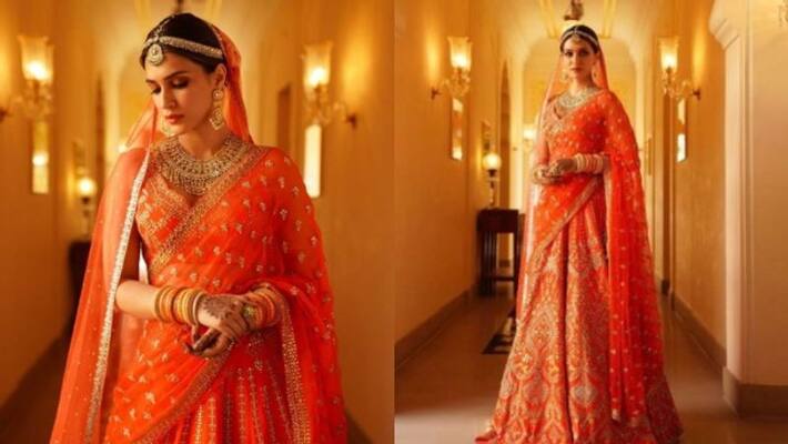Kriti Sanon s orange lehenga is a choice for brides Kriti Sanon s orange lehenga is a choice for brides