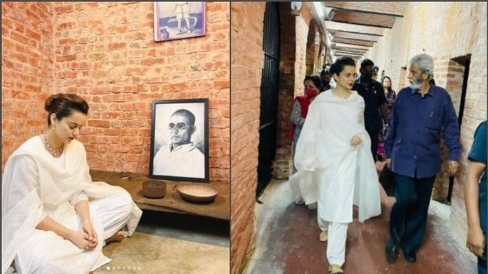 kangana ranaut visits savarkar cell in cellular jail kangana ranaut visits savarkar cell in cellular jail