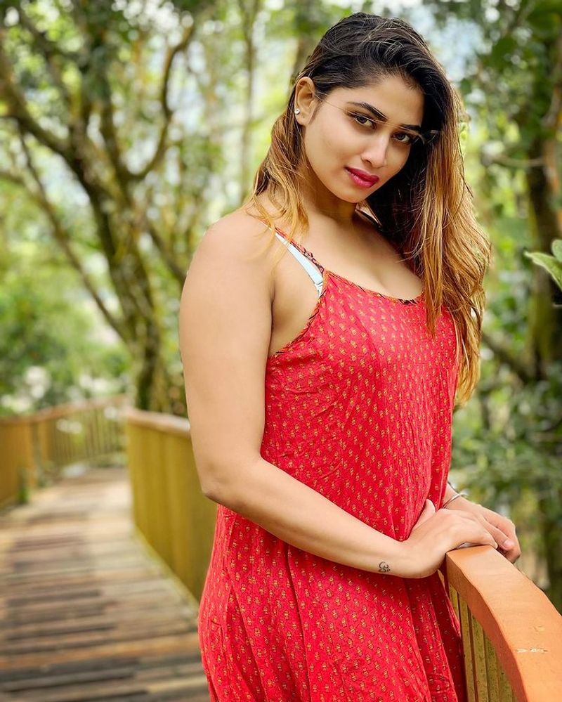 Biggboss contestent Shivani Narayanan raises temperature wearing hot gown photos
