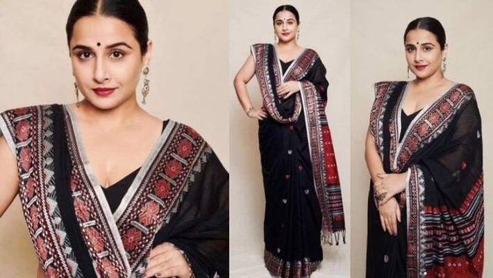 Vidya Balan in a handwoven black saree pics viral Vidya Balan in a handwoven black saree pics viral