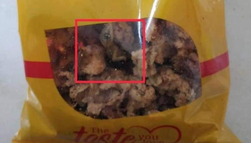 man complains FSSAI of dead lizard in food packet