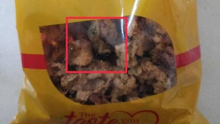 man complains FSSAI of dead lizard in food packet man complains FSSAI of dead lizard in food packet