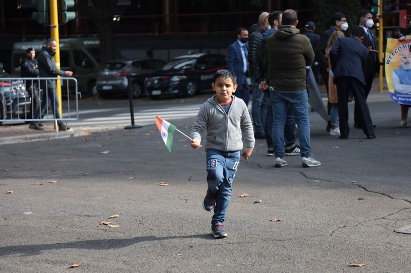 Modi arrives in Rome for G20 Summit Italy indian peoples greeted with the national flag